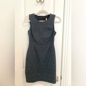 Bailey 44 XS Dress Jacquard Sleeveless Sheath Dark Blue Stretch Classic USA